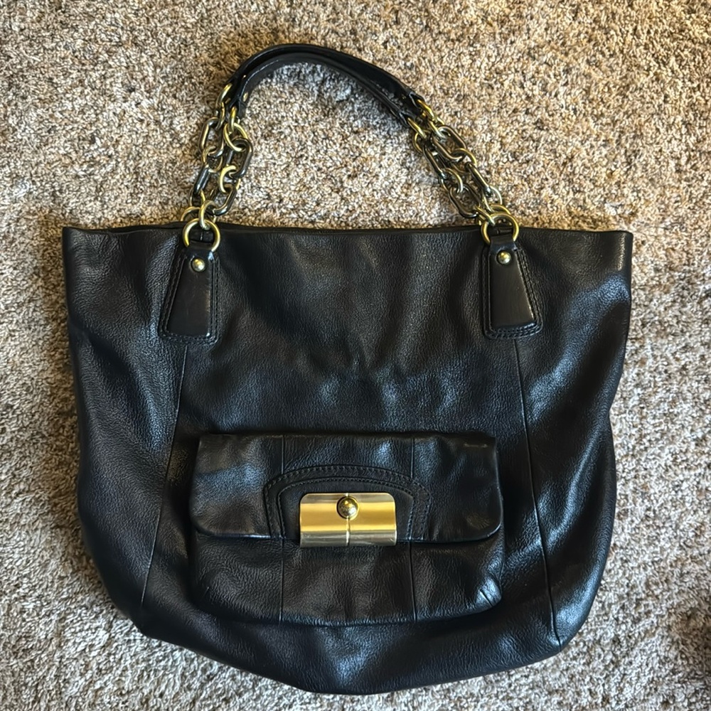 Coach Kristin Brass Chain Limited Edition Pocket Front Leather Tote